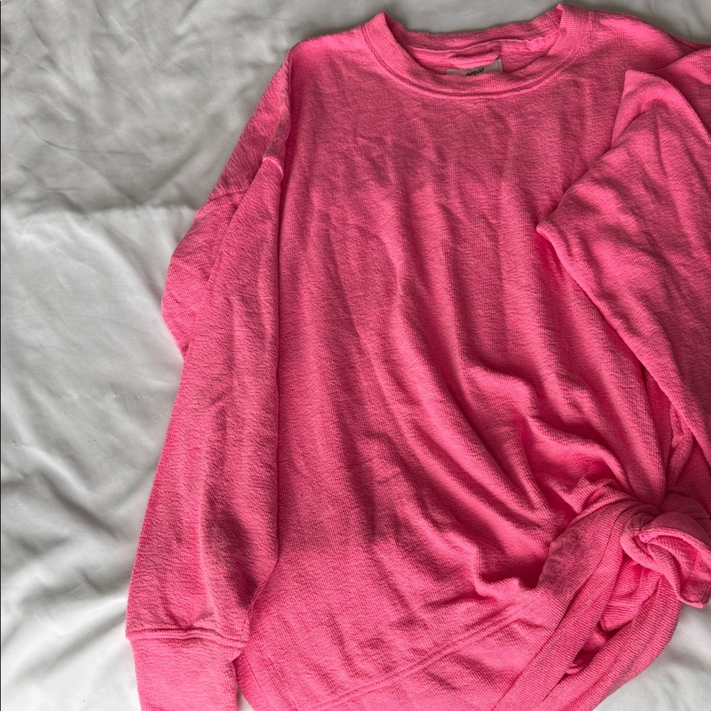 Aerie Bright Pink Crew Neck Sweater
